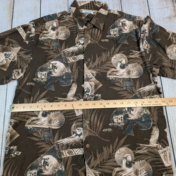 Boca Classics Parrot playing Poker Hawaiian Shirt Short Sleeve Button Up M - Picture 3 of 7